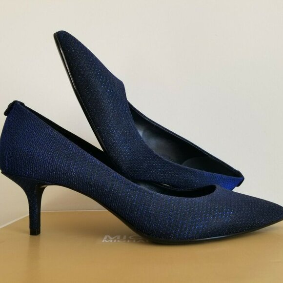 MICHAEL KORS SHIMMER NAVY KITTEN HEELS GORGEOUS!! SIZE 9.5 B NEW - Picture 1 of 1